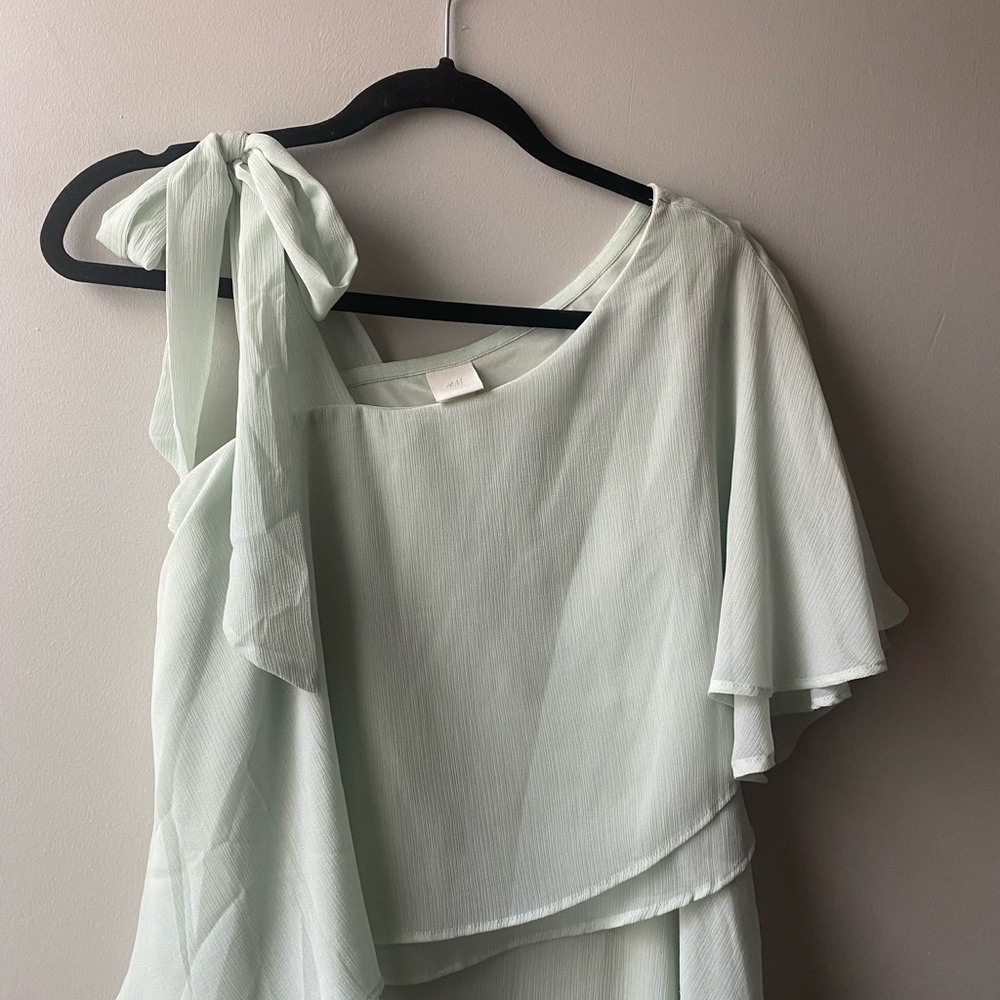 H&M One Shoulder Mint Green Dress